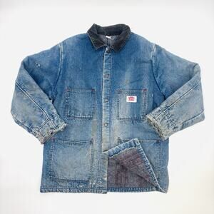 True Vintage 50s Blanket Lined Denim Chore Coat Caboose Mens Size XL Barn Jacket